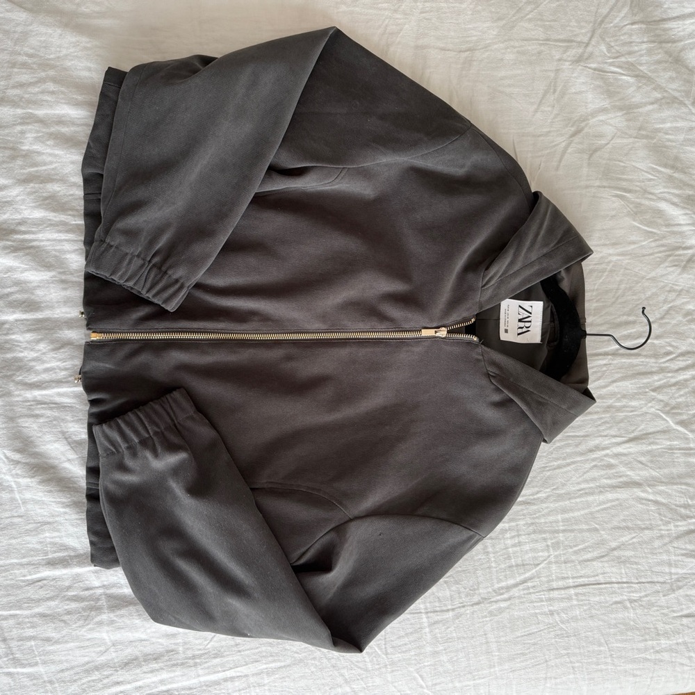 Zara Charcoal Jacket with Gold Zipper